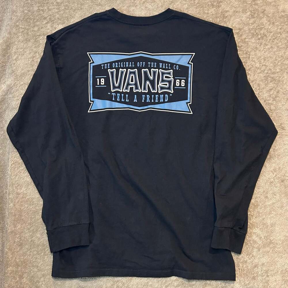 Vans After Dark Tell A Friend Black Long Sleeve T-Shirt, Size L
